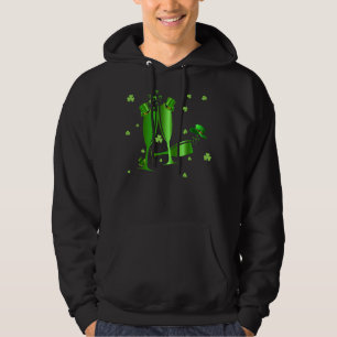 Tre Grönt Vin Glass Lycklig St Patricks Shamroc Hoodie
