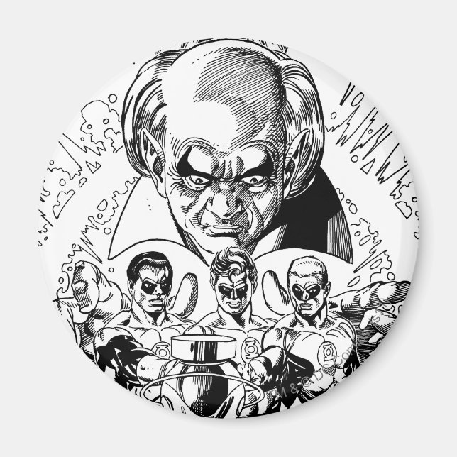 Tre Gröntar - Tecknad, täckning, svartvitt Magnet (Framsidan)