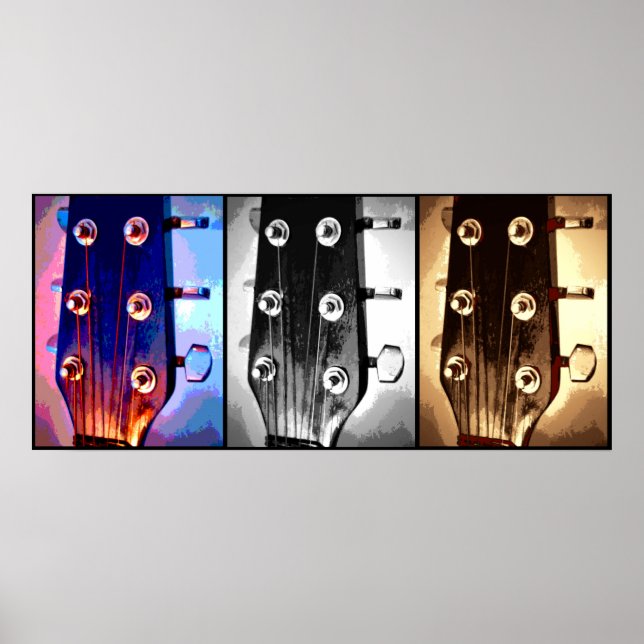 Tre Guitar-chefer Musician Music Älskare Artsy Poster (Framsidan)