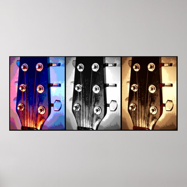Tre Guitar-chefer Musician Music Älskare Artsy Poster (Framsidan)