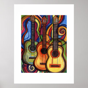 Tre Guitars Music Poster