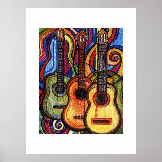 Tre Guitars Music Poster (Framsidan)