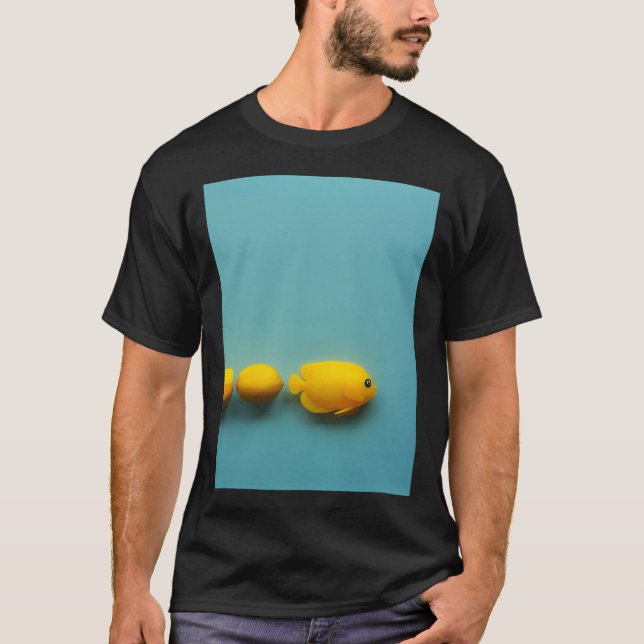 Tre gula ängelfiskar som simmar åt höger t shirt (Framsida)