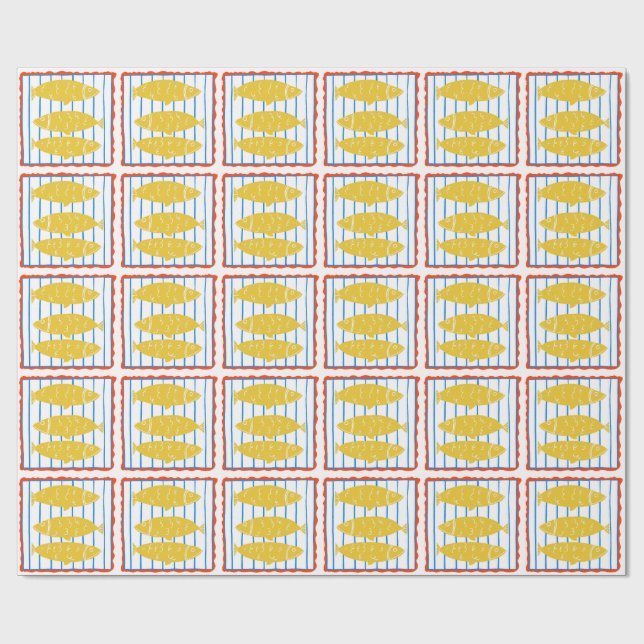 Tre gula fiskar presentpapper (Platt)