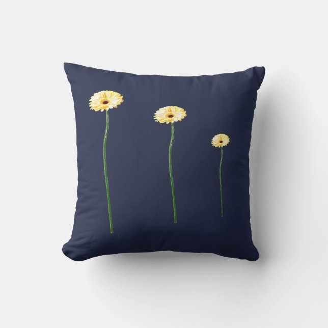Tre gula Gerbera-blommor kudde (Framsida)