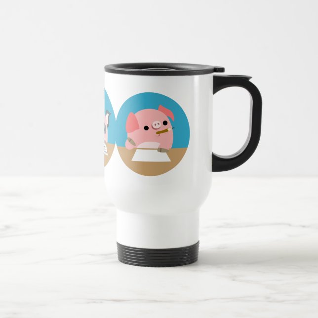 Tre gulliga tecknadPiglets på studiependlaremuggen Resemugg (Höger)