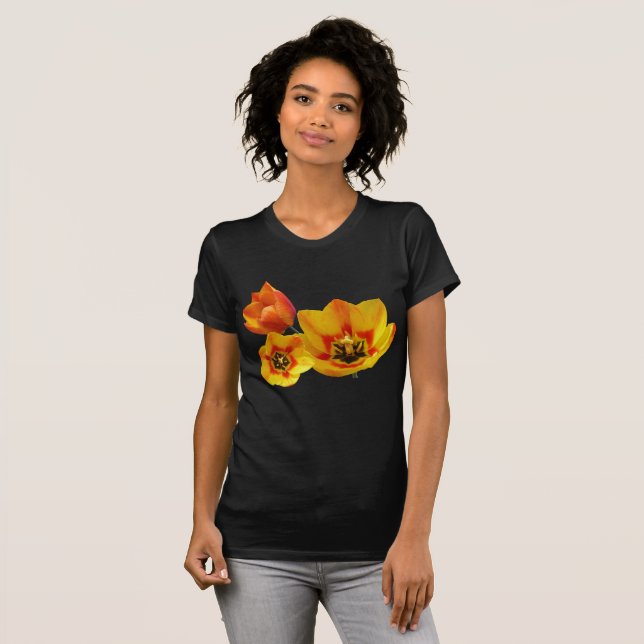 Tre Gults- och Orange-tulips Womens App. T-Shirt (Hel framsida)