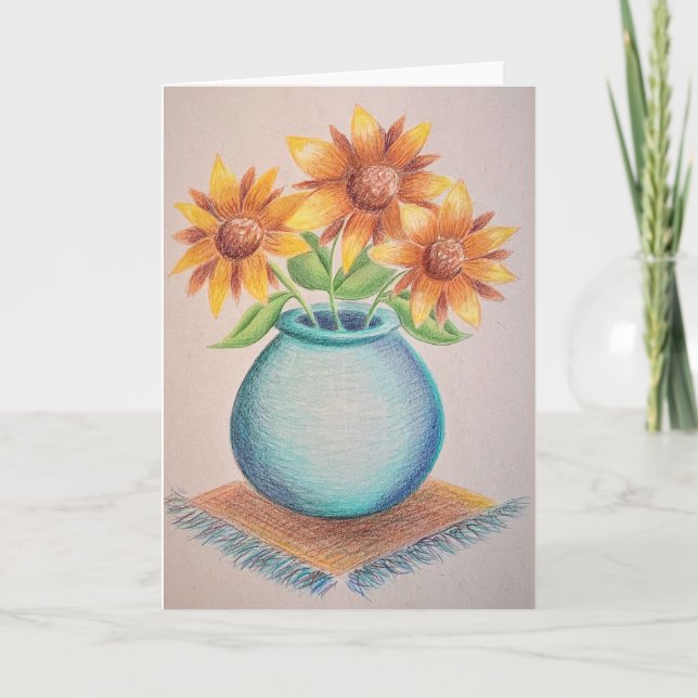 Tre hälsningskort för solblommor tack kort (Framsida)