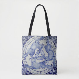 Tre Hares Rabbit Blue & White Medallion Bird Tygkasse