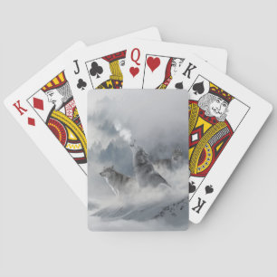 Tre härliga varger i vintersnön spelkort