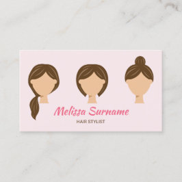 Tre Hårstilar Illustration Pink Tjejig Visitkort