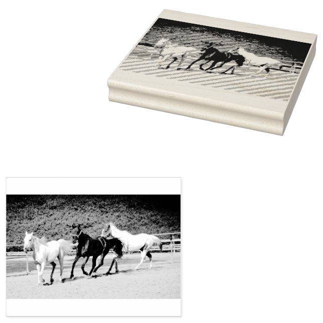 Tre hästar Frimärke Stämpel (Stämplad)