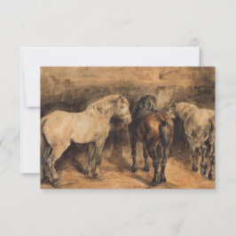 Tre hästar i sin stallar kort