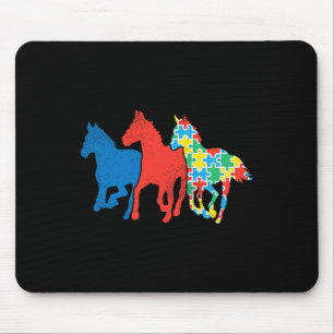 Tre hästar Puzzle Red Blue Autism Awareness ASL Musmatta