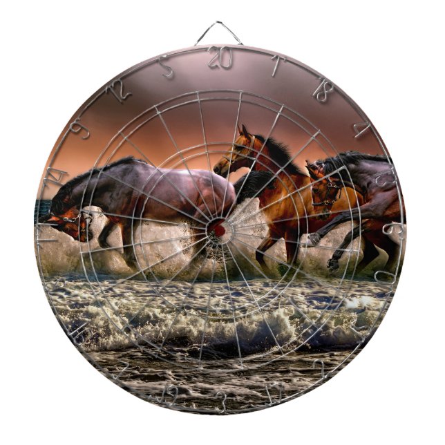 Tre hästar Trotting i Oceanen Darttavla (Framsidan)