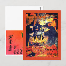 Tre häxor konst party inbjudan Halloween