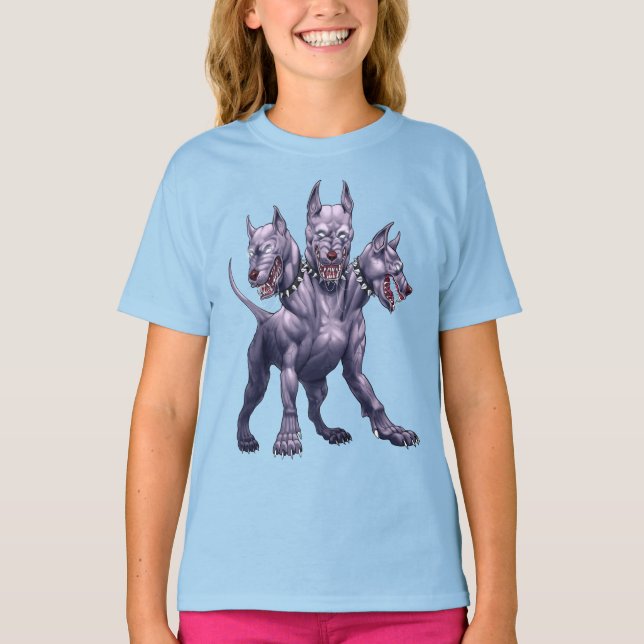 Tre Headed Hund Cerberus T Shirt (Framsida)