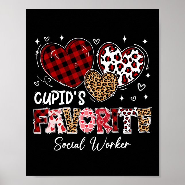 Tre Hearts Cupid's Favorite Social Worker Valent Poster (Framsidan)