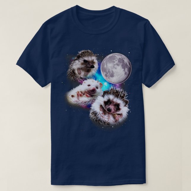 Tre Hedgehogs Howl vid Måne T Shirt (Design framsida)