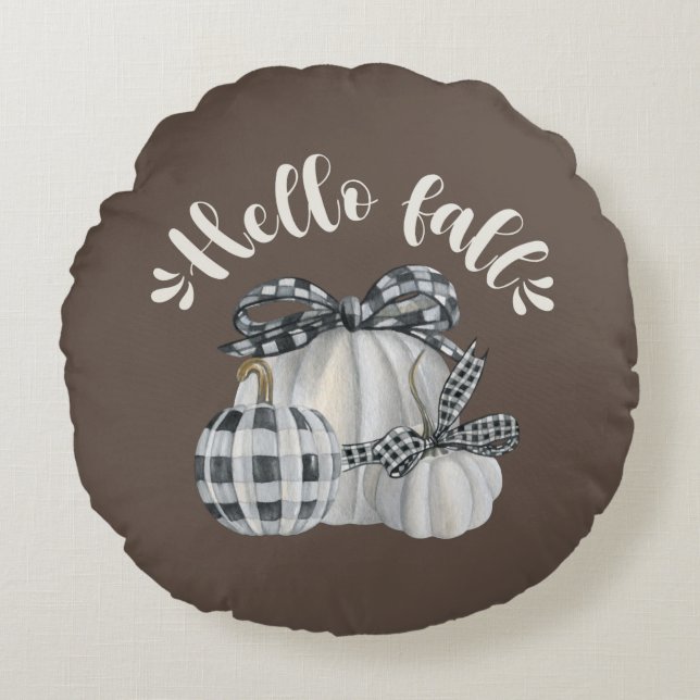 Tre Hejer för Pumpkin Fall Rund Kudde (Framsidan)