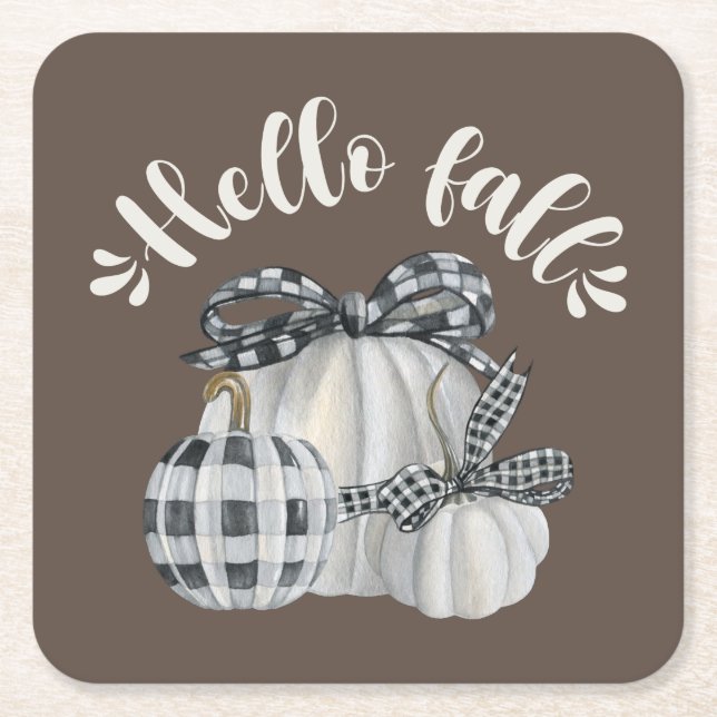 Tre Hejer för Pumpkin Fall Underlägg Papper Kvadrat (Framsidan)