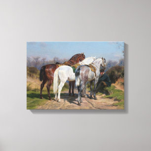 Tre hingstar (av Rosa Bonheur) Canvastryck