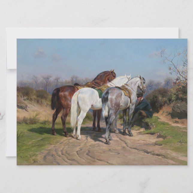 Tre hingstar (av Rosa Bonheur) Kort (Framsida)