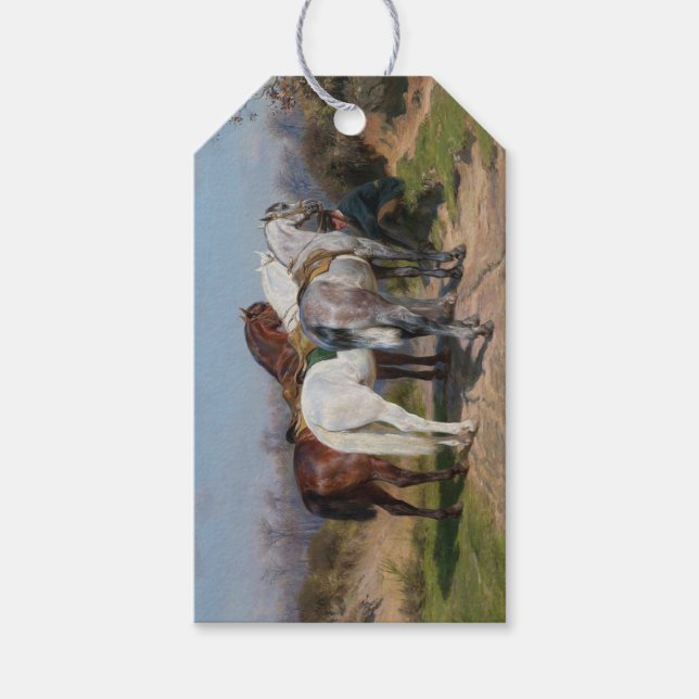 Tre hingstar (av Rosa Bonheur) Presentetikett (Framsidan)