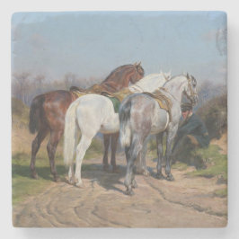 Tre hingstar (av Rosa Bonheur) Stenunderlägg