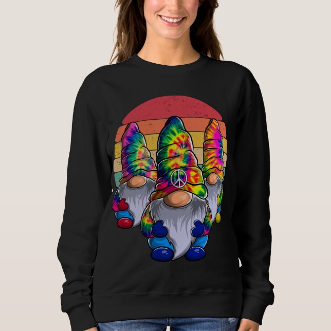 Tre Hippie Gnomes, Peace Gnome, Funny Retro Tie T Shirt (Framsida)