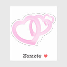 Tre hjärta av rosa överlappar varandra med kärlek