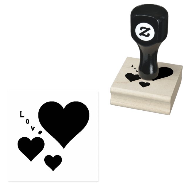 Tre hjärtan och kärlek söta valentin stämpel (Stämplad)