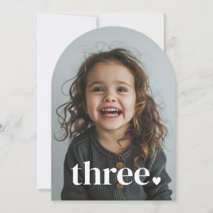 Tre hjärtbesläktade foto 3:e födelsedagen inbjudningar