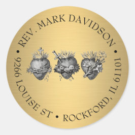 Tre Hjärter från Jesus, Mary och Joseph Adress Runt Klistermärke