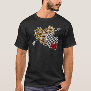 Tre hjärtleopard Buffalo Plade Arrow Kärlek valbid T Shirt