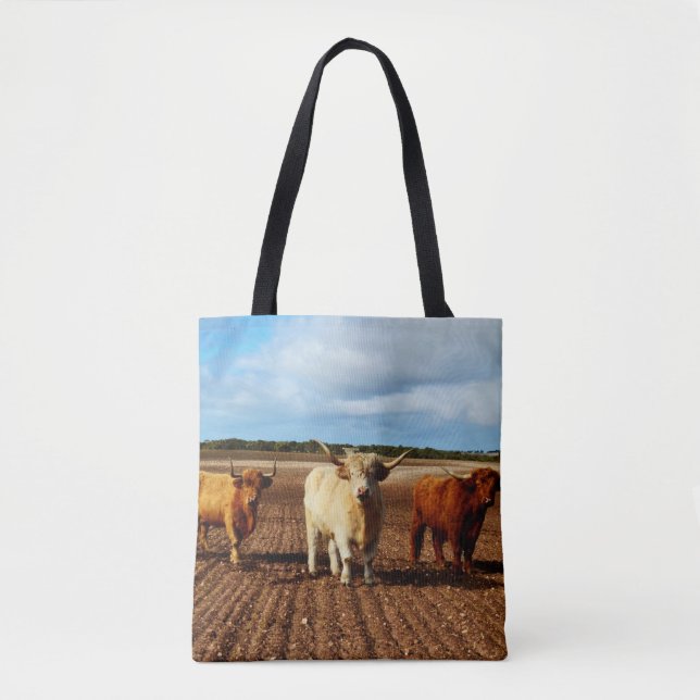 Tre höglandskor, Tote Shopping bag. Tygkasse (Framsida)
