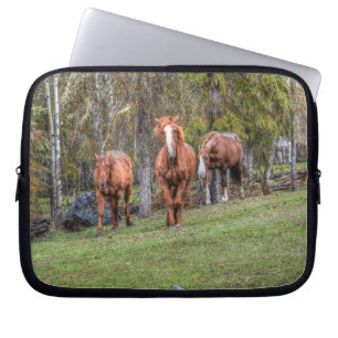 Tre Horses Chestnut och Duns Equine Photo Forest Laptop Fodral