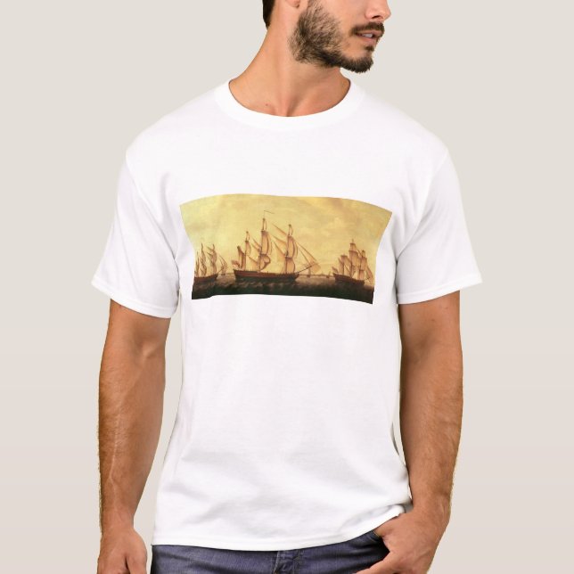 Tre Hudson fjärdfrakter i Thamesen T Shirt (Framsida)