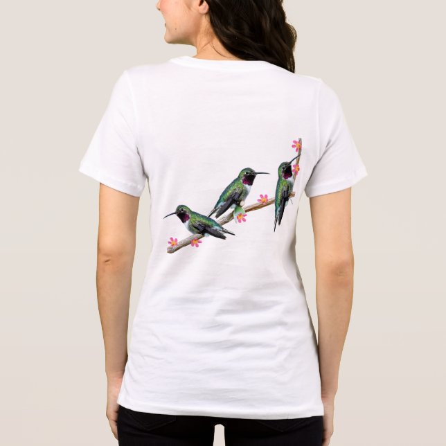 Tre Hummingbird på en gren Floss Silt T Shirt (Baksida)