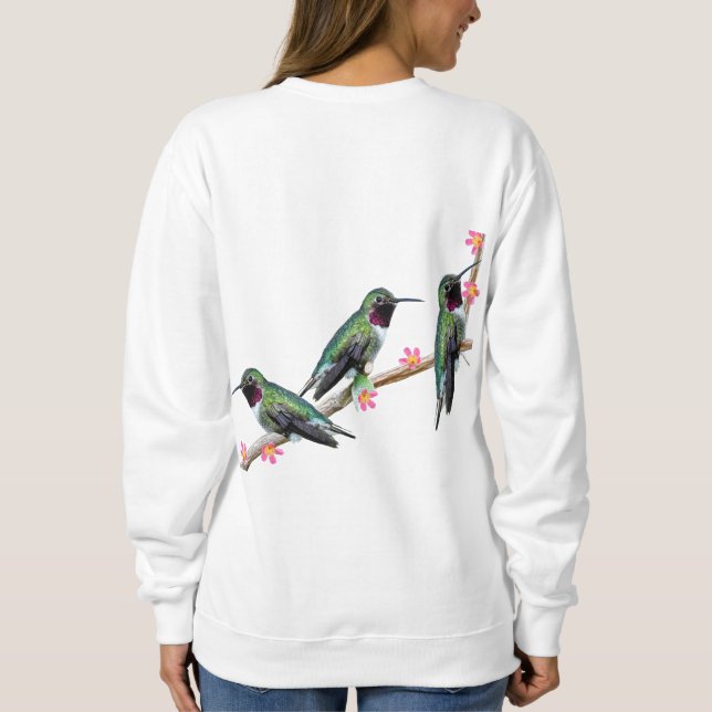 Tre Hummingbird på en gren Floss Silt T Shirt (Baksida)