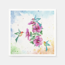 Tre Hummingbird Watercolor Cocktail Napkins Pappersservett