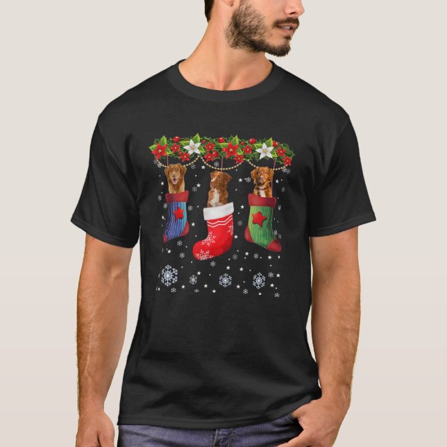 Tre Hund i Sock jul Santa Hat Julafton T Shirt (Framsida)