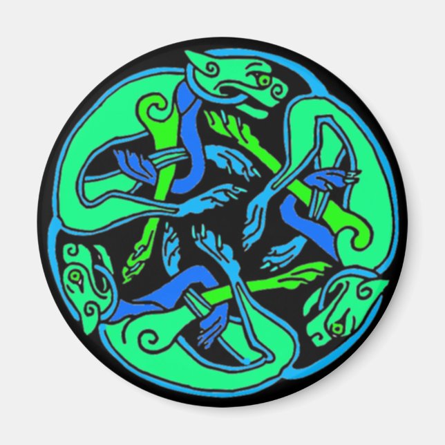 Tre Hundar Celtic Knot Magnet (Framsidan)