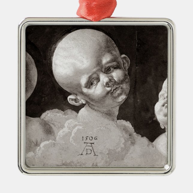 Tre huvud av barn, 1506 julgransprydnad metall (Framsidan)