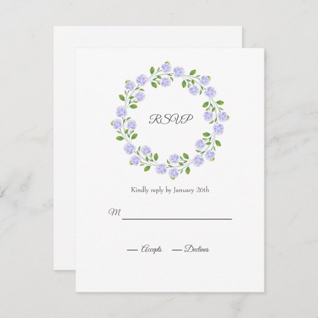 Tre Hydrangeas Vattenfärgade Blommigtar Utandning OSA Kort (Fram/baksida)