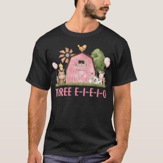 Tre I E I O Farm Party 3:e födelsedagskalender T Shirt