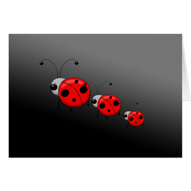 Tre illustrerade Ladybugs-hälsningskort Hälsningskort (Framsidan Horizontal)