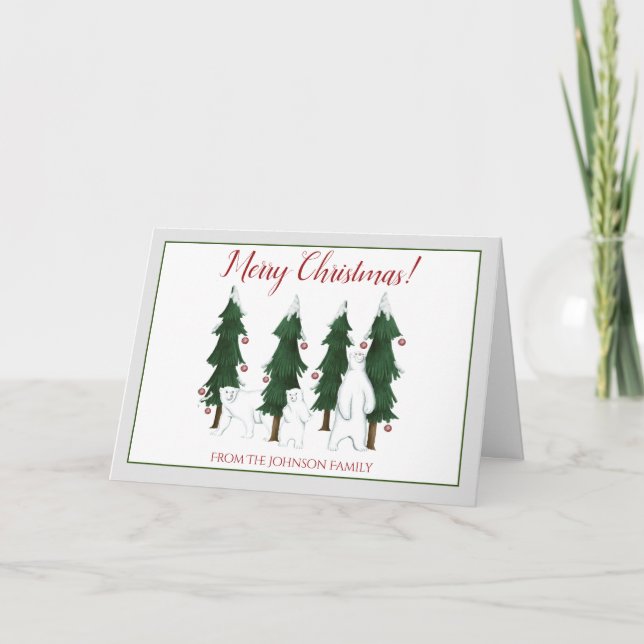 Tre isbjörnar God Jul Högtidskort Kort (Framsida)