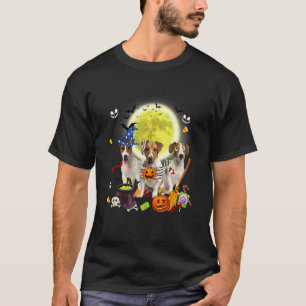 Tre Jack Russell Terrier Hundar Häxa Skrämmande Ma T Shirt