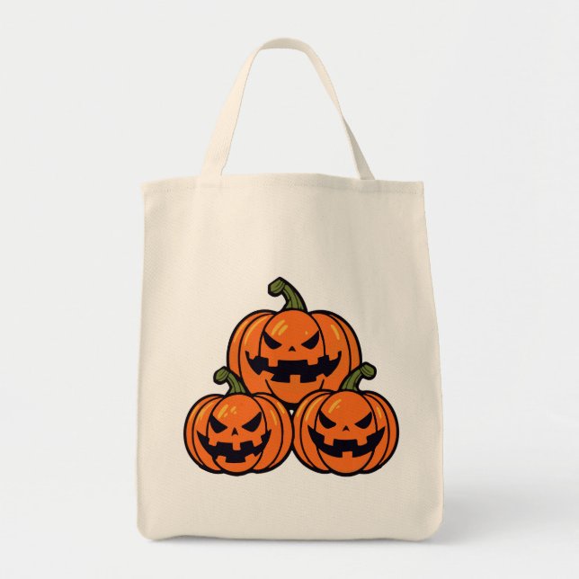 Tre jackar o'lantern pumpor tygkasse (Framsidan)